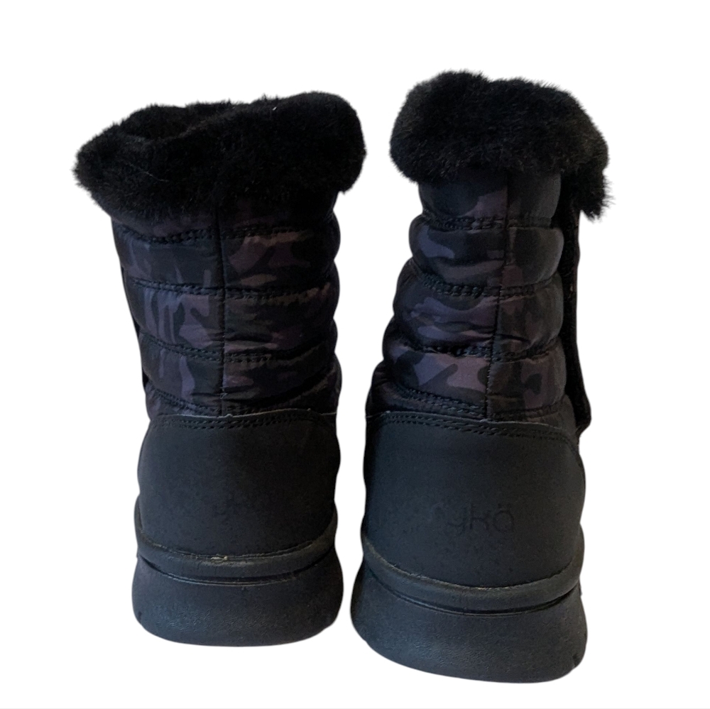 Ryka Suzy Winter Bootie Boots Black Camo Print Fabric Suede Slip on Size 9W - Picture 3 of 10